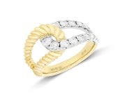 14K Two Tone Rope and Diamond Interlocking Band