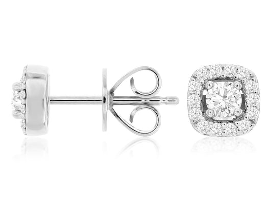 14K White Gold Pave Diamond Studs