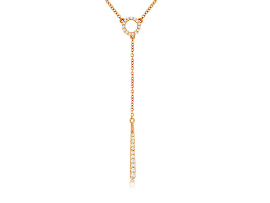 14K Rose Gold Diamond "Y" Necklace