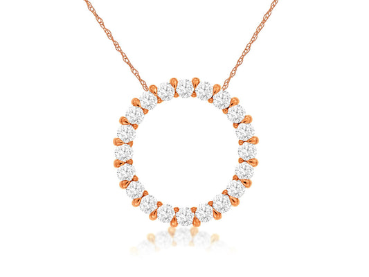 14K Rose Gold Diamond Circle Necklace