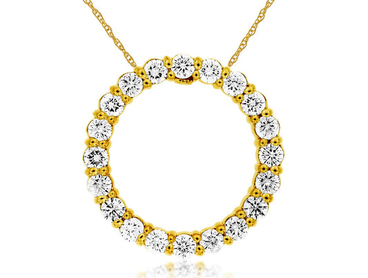 14K Yellow Gold Diamond Circle Necklace