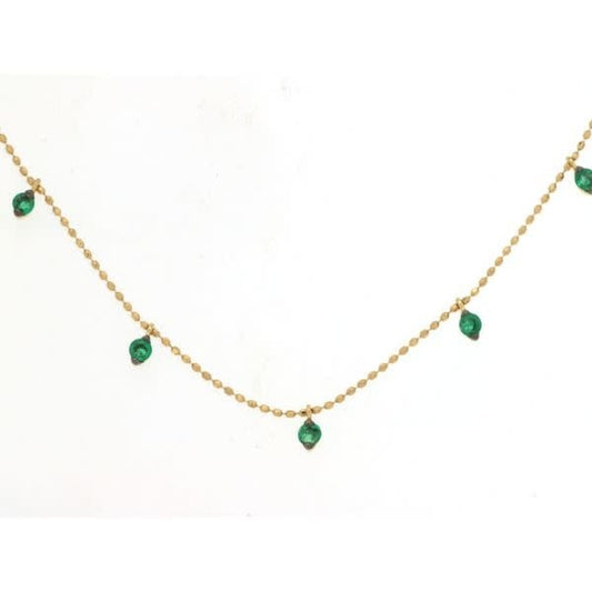 14K Yellow Gold Emerald Thirteen Station Necklace
