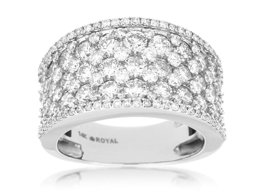 14K White Gold Wide Diamond Band