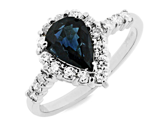14K White Gold Sapphire and Diamond Ring