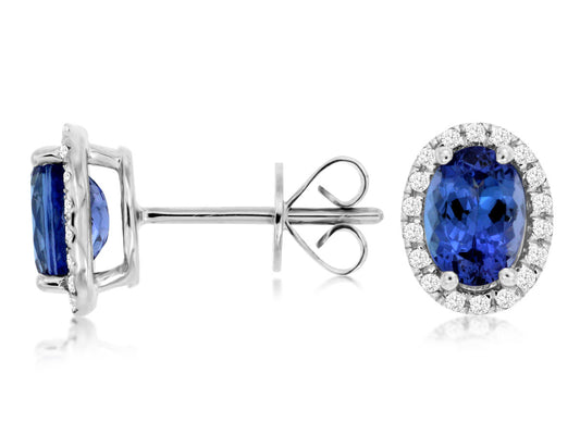 Tanzanite and Diamond Stud Earrings