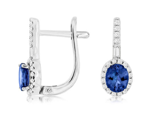 14K White Gold Tanzanite and Diamond Earrings