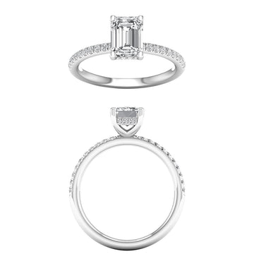 14K White Gold Lab Grown 2.28ctw Emerald Diamond Engagement Ring