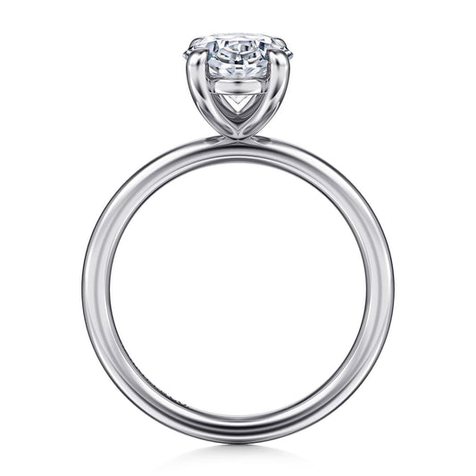 14K White Gold Oval Solitaire Diamond Engagement Ring