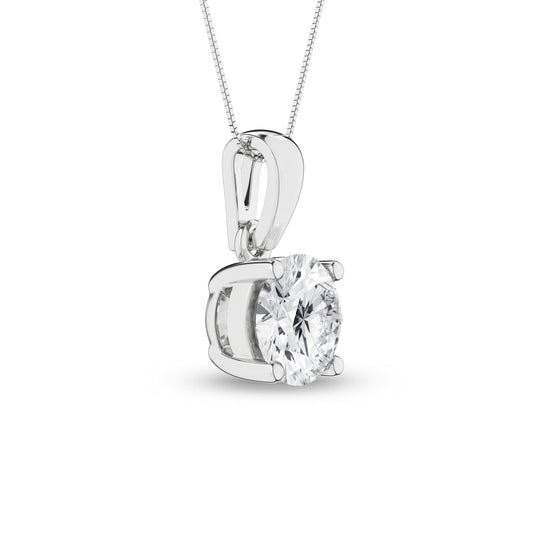 14K White Gold Lab Grown 1.0ct Round Diamond Necklace