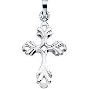 14K White Gold Medium Fancy Cross Pendant