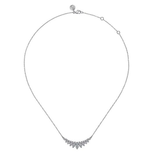 14K White Gold Diamond Marquise Bar Necklace