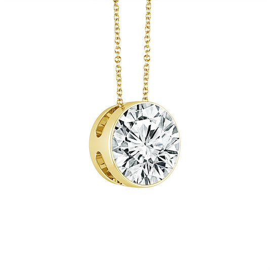 14K Yellow Gold 1/2ct Lab Grown Round Diamond SkySet Necklace