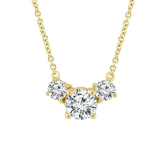 14K Yellow Gold 1/2ctw Diamond Trio Necklace