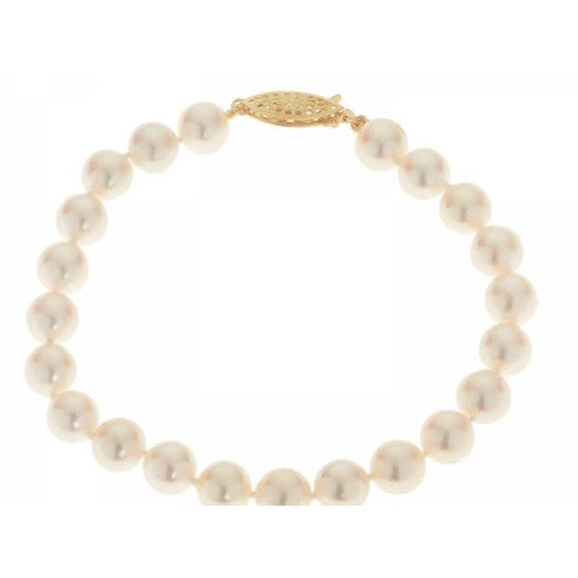 14KT 7.5"(A-)(D)7X7.5MM AKOYA CULTURED PEARL BRACELET