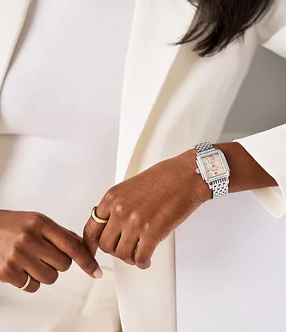 Michele Deco Mid Stainless Steal Diamond