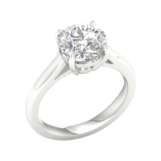 14K White Gold Lab Grown 3.09ct Round Diamond Solitaire Engagement Ring