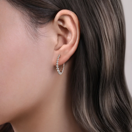 Sterling Silver Bujukan Graduated 20mm Classic Hoop Earrings