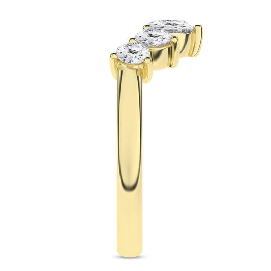 14K Yellow Gold Lab Grown 5-Stone Round Contour Band