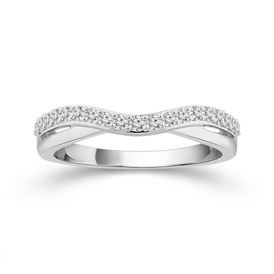 14K White Gold Contour Diamond Wedding Band