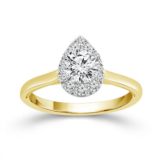 14K Two Tone Pear Shaped Cluster Ring