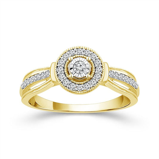 10K Yellow Gold Round Diamond Engagement Ring