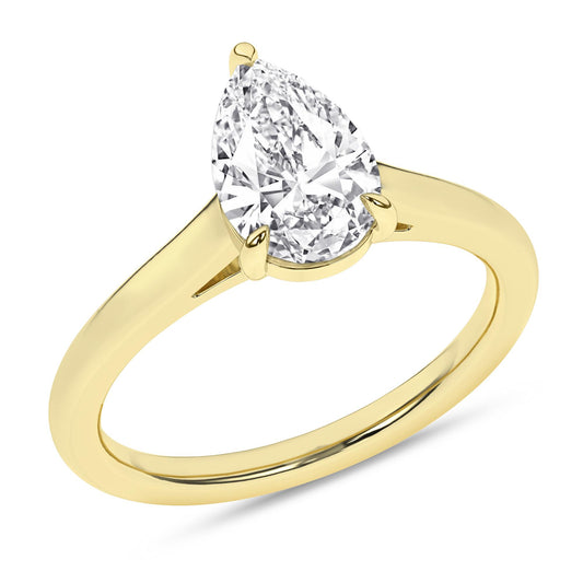 14K Yellow Gold Lab Grown 1.52ct Pear Diamond Solitaire Engagement Ring