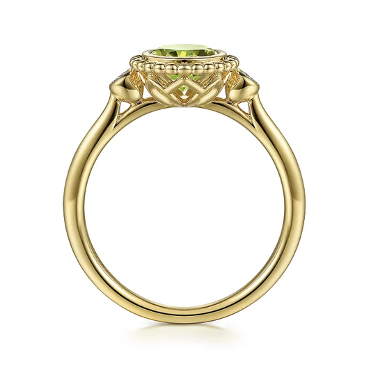14K Yellow Gold Diamond And Peridot Bujukan Ladies' Ring