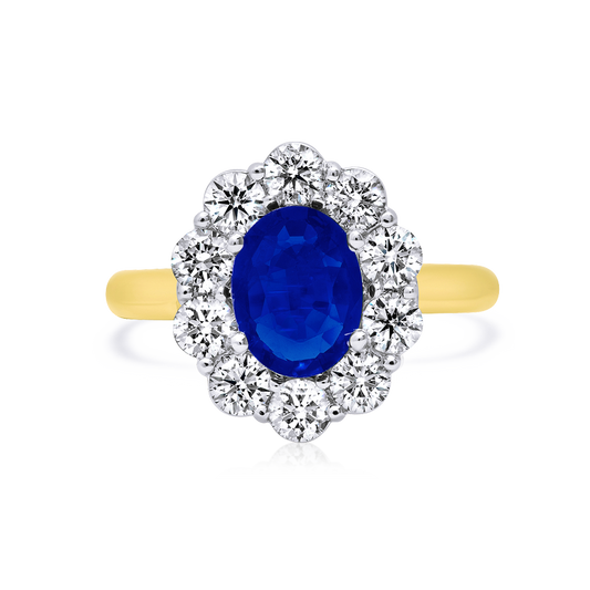 14K Two Tone Sapphire and Diamond Ring