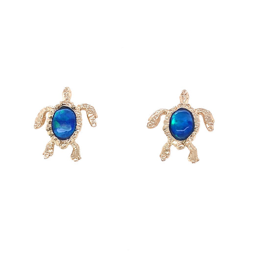 14KT SMALL OPAL TURTLE STUDS