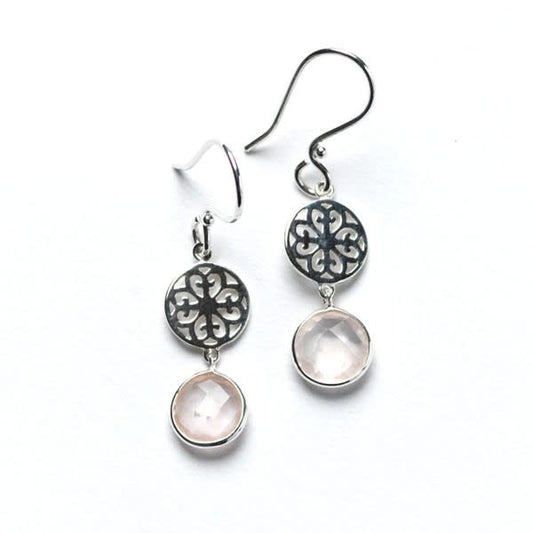 Sterling Gate Rose Quartz Earrings