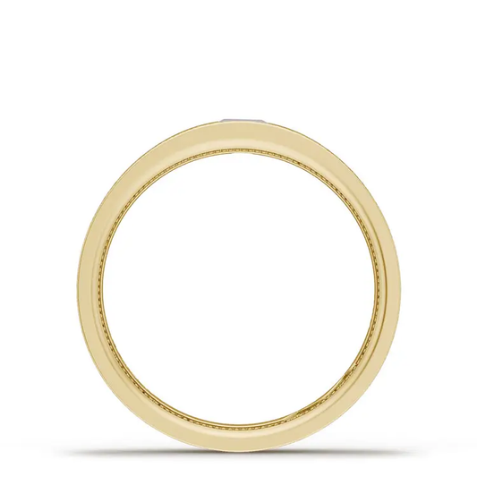 18K Yellow Gold Flush Set Diamond Wedding Band in Brushed Finish