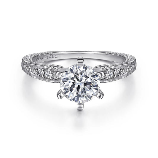 14K White Gold Round Diamond Engagement Ring