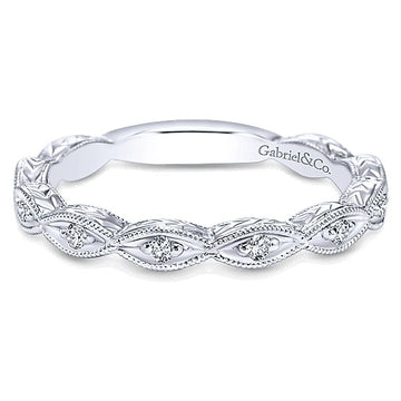 14K White Gold Diamond Band