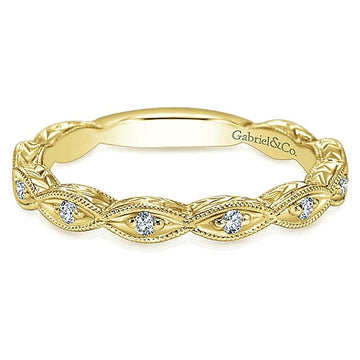 14K Yellow Gold Marquise Station Diamond Band
