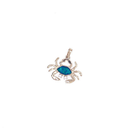 14KT .04CTW SMALL OPAL CRAB W/DIAMOND EYES