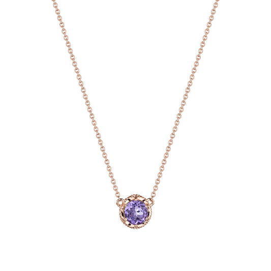 14KT PG (R)ROSE AMETHYST PENDANT ON CHAIN(5MM)