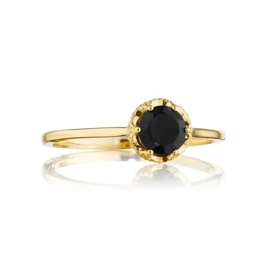 Petite Crescent Crown Gem Ring featuring Black Onyx