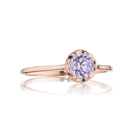 Petite Crescent Crown Gem Ring featuring Rose Amethyst