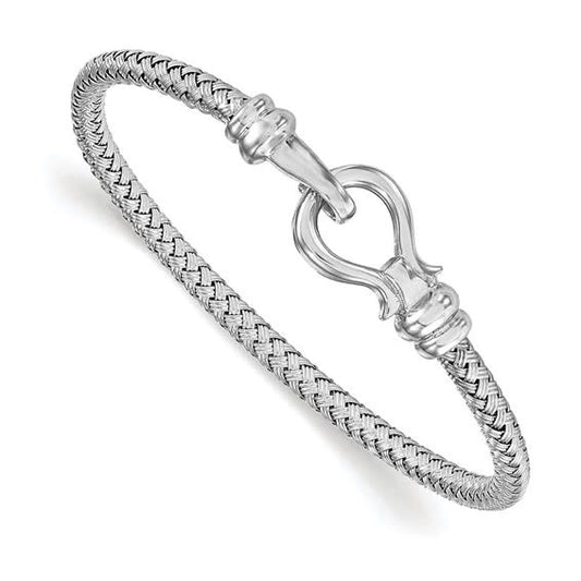 Sterling Silver Hook Rhodium-plated Bangle