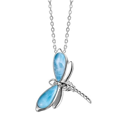 Sterling Larimar Dragonfly Necklace