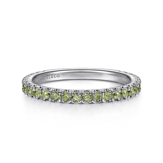 14K White Gold Peridot Stackable Ring