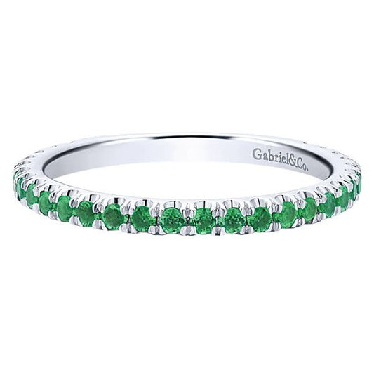 14K White Gold Emerald Stackable Ring