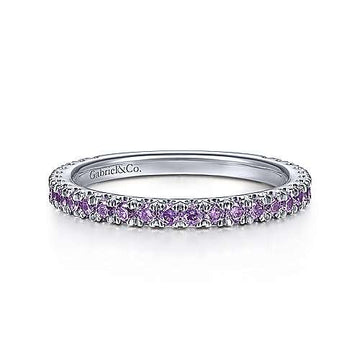 14K White Gold Amethyst Stackable Ring