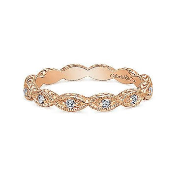 14K Rose Gold Diamond Marquise Station Ring