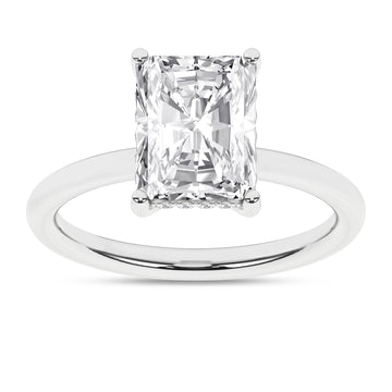 14K White Gold Lab Grown 3.14ctw Radiant Diamond Hidden Halo Engagement Ring