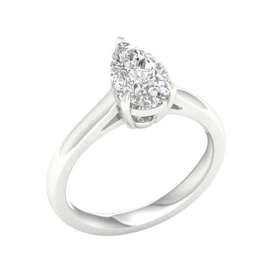 14K White Gold Lab Grown Pear Diamond Engagement Ring