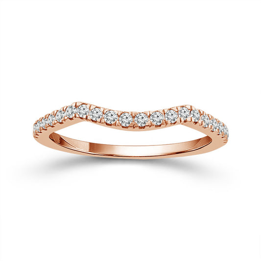 14K Rose Gold Pave Diamond Contour Band