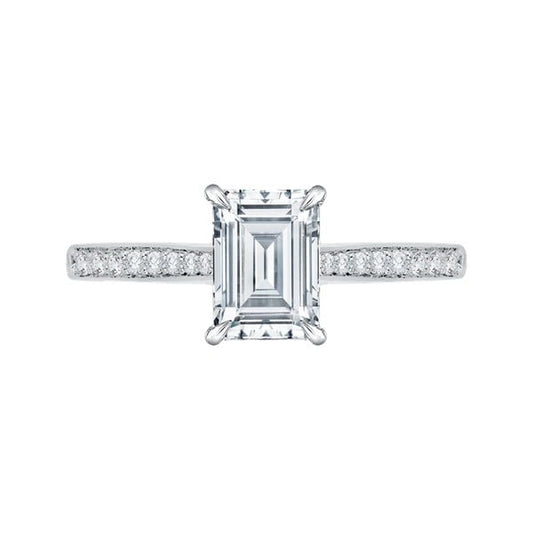 14K White Gold 0.90ctw Emerald Diamond Engagement Ring