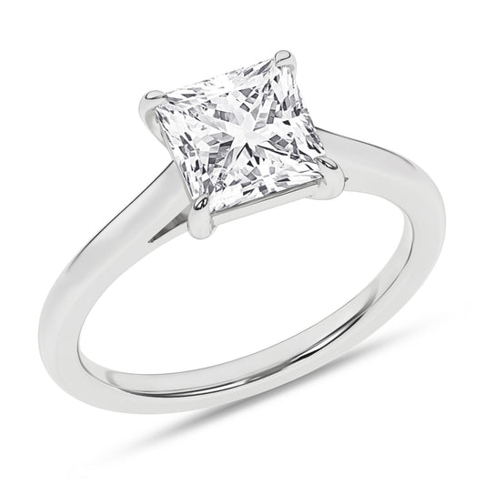 14K White Gold Lab Grown 2.05ct Square Diamond Engagement Ring