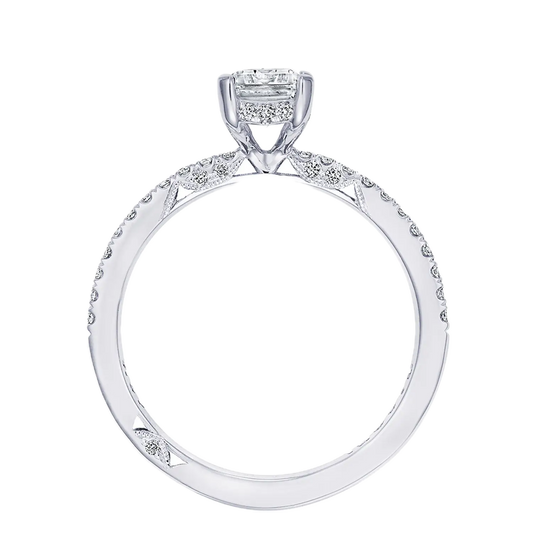 18K White Gold Emerald Solitaire Engagement Ring Setting